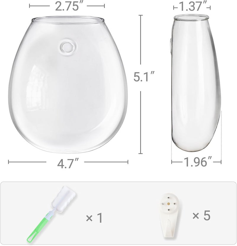 Dahey Propagation Stations Wall Hanging Planters Glass Wall Mounted Vases Oblate Terrarium for Flowers Hydroponics Indoor Plants Home Bathroom Office Decor 4 Pack - Image 3